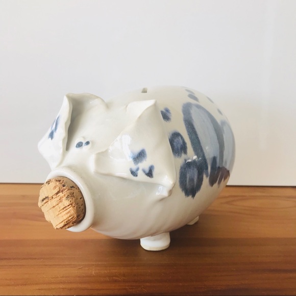 Vintage Pottery Pig Piggy Bank Cork Snout Stamped